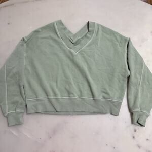 Aerie Women’s XS House Party Green V Neck Sweatshirt Lounge Comfy Casual Soft